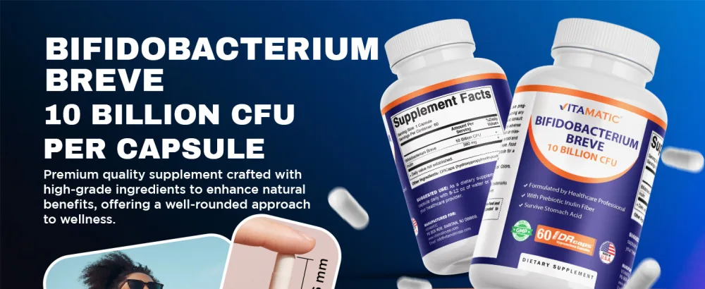 Vitamatic Bifidobacterium Breve - 10B per DR Capsule - 60 Count - Digestive Support - Made with Prebiotic Inulin Fiber - product information 12