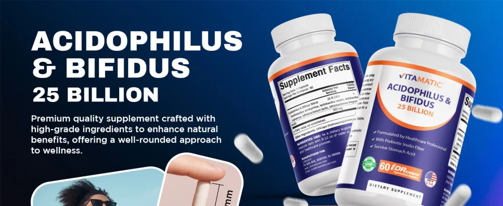 Vitamatic Acidophilus Bifidus 25 Billion DR Capsule - 60 Count - Digestive Support - Made with Prebiotic Inulin Fiber 60 Count (Pack of 1) - product information 12