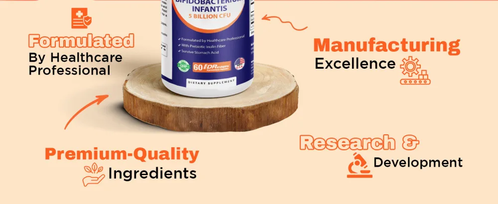 Vitamatic Bifidobacterium Infantis - 5 Billion per DR Capsule - 60 Count - Digestive Support - Made with Prebiotic Inulin Fiber - product information 14