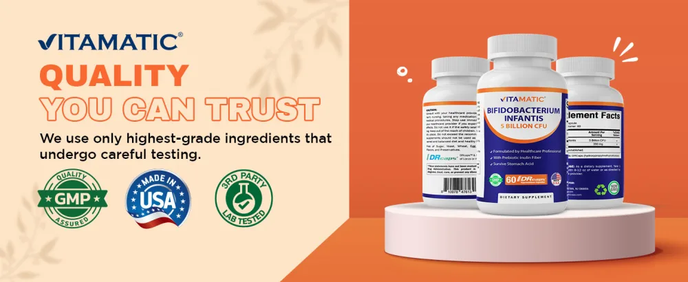 Vitamatic Bifidobacterium Infantis - 5 Billion per DR Capsule - 60 Count - Digestive Support - Made with Prebiotic Inulin Fiber - product information 19