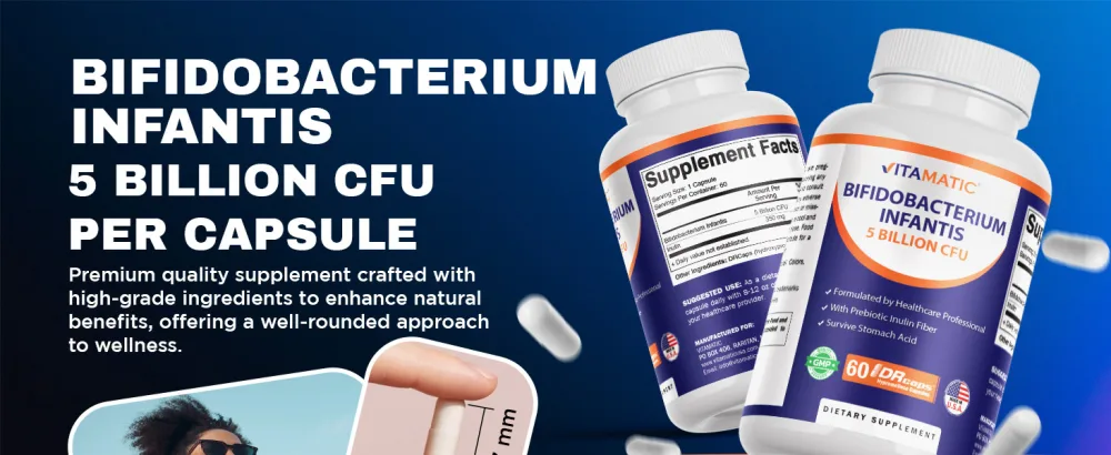 Vitamatic Bifidobacterium Infantis - 5 Billion per DR Capsule - 60 Count - Digestive Support - Made with Prebiotic Inulin Fiber - 2 Pack - product information 12
