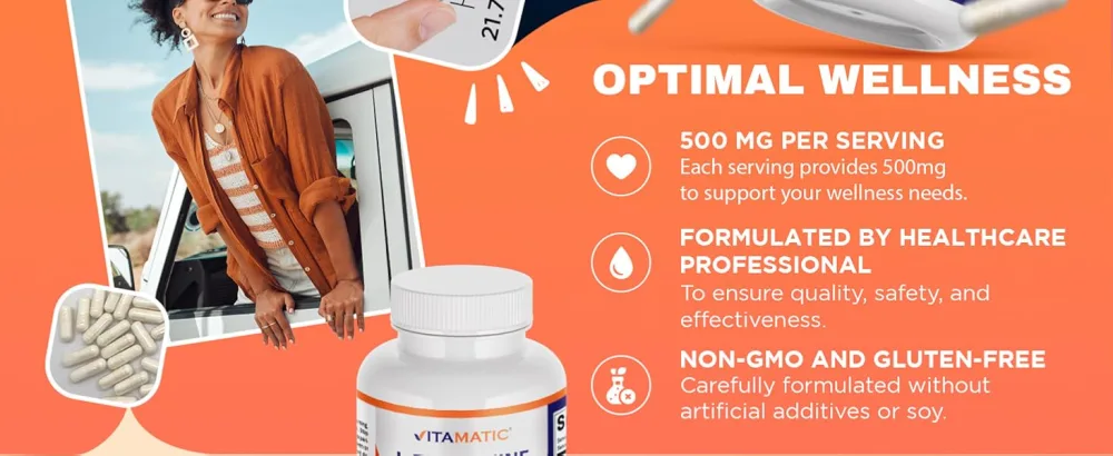 Vitamatic L-Threonine 500mg 120 Vegetable Capsules Promotes Healthy Liver, Cardiovascular & Structural Function - product information 13