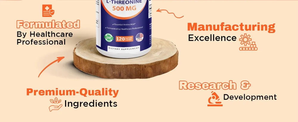 Vitamatic L-Threonine 500mg 120 Vegetable Capsules Promotes Healthy Liver, Cardiovascular & Structural Function - product information 14