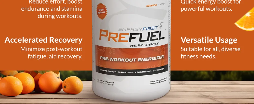 EnergyFirst Prefuel Vegan Pre-Workout Powder, Zero Sugar, All-Natural Energizer with Immune Support Orange Flavor, 30 Servings for Maximum Workout Performance - creatine monohydrate