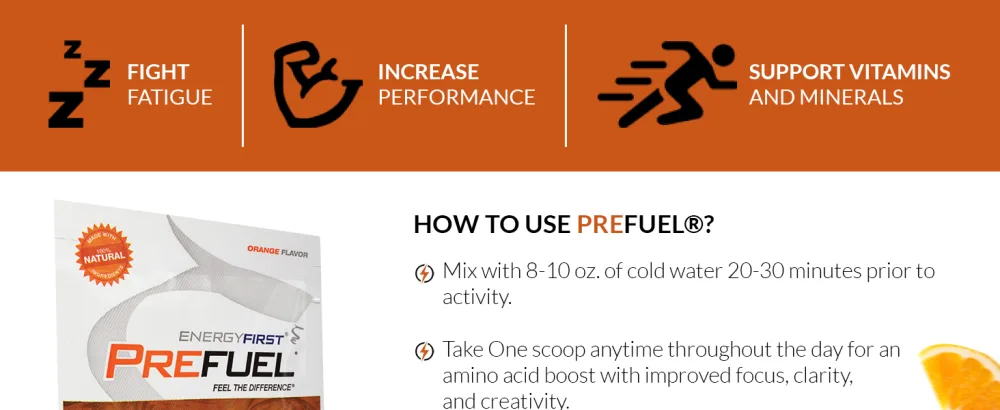 EnergyFirst Prefuel Vegan Pre-Workout Powder, Zero Sugar, All-Natural Energizer with Immune Support Orange Flavor, 30 Servings for Maximum Workout Performance - vegan pre workout