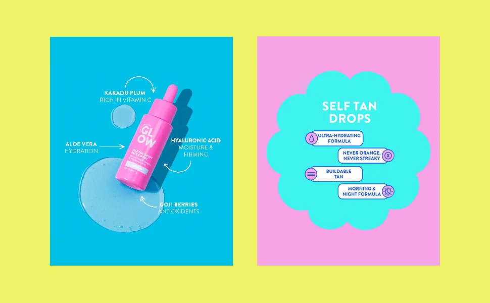 Australian Glow Self Tanning Drops With Hyaluronic Acid, for Face & Body, MEDIUM - 1.35 fl. Oz / 40ml - AG-Drops-Prod2