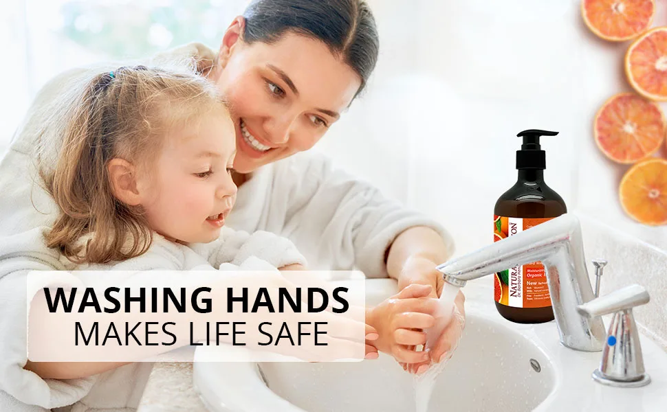 Natural Solution Hand Wash, enriched with moisturizing blood orange and Himalayan pink salt, comes in a 14 oz bottle (Pack of 3) for gentle cleansing and hydration - hand soap