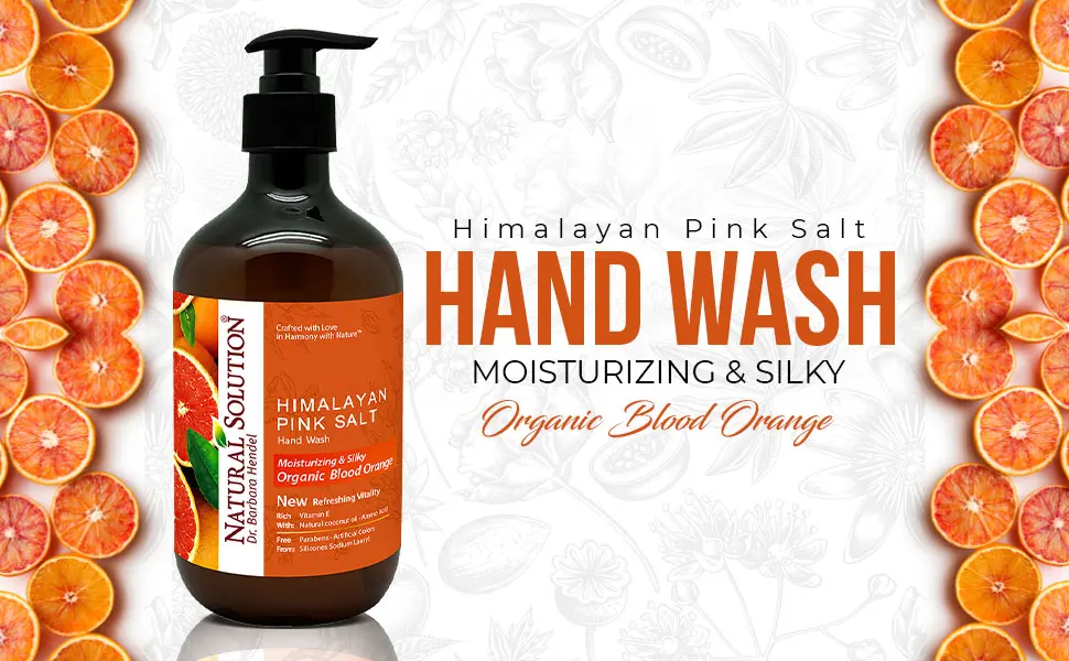 Natural Solution Hand Wash, enriched with moisturizing blood orange and Himalayan pink salt, comes in a 14 oz bottle (Pack of 3) for gentle cleansing and hydration - Natural hand soap
