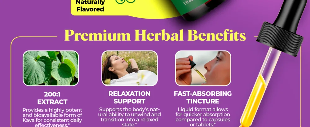 Kava Kava Tincture Herbal Extract for Natural Calm & Relaxation 70% Kavalactones Extract Tincture High-Potency Blend Premium Liquid Supplement 30ml (1oz) - kava tincture 1oz