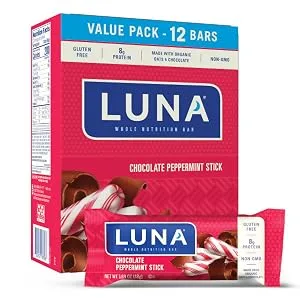 LUNA Bar - Chocolate Peppermint Stick Flavor - Gluten Free Snack Bars - Non-GMO - Protein Bars - Made with Organic Oats - Value Pack (12 Pack) - image