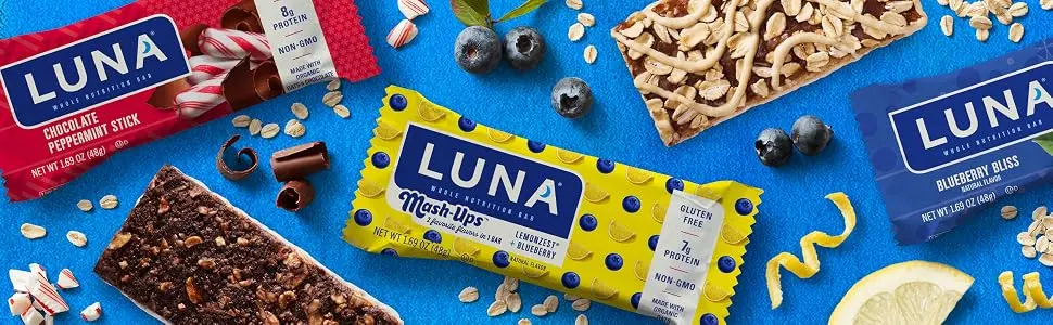 LUNA Bar - Chocolate Peppermint Stick Flavor - Gluten Free Snack Bars - Non-GMO - Protein Bars - Made with Organic Oats - Value Pack (12 Pack) - image