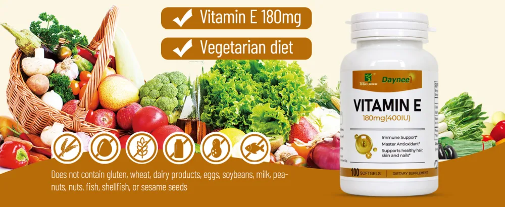 Wins Town Vitamin E Softgels 180mg (400IU), Immune Support, Master Antioxidant, Supports Healthy Hair, Skin & Nails, 100 Capsules - product information 8