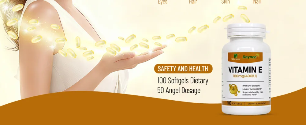 Wins Town Vitamin E Softgels 180mg (400IU), Immune Support, Master Antioxidant, Supports Healthy Hair, Skin & Nails, 100 Capsules - Vitamin E Softgels