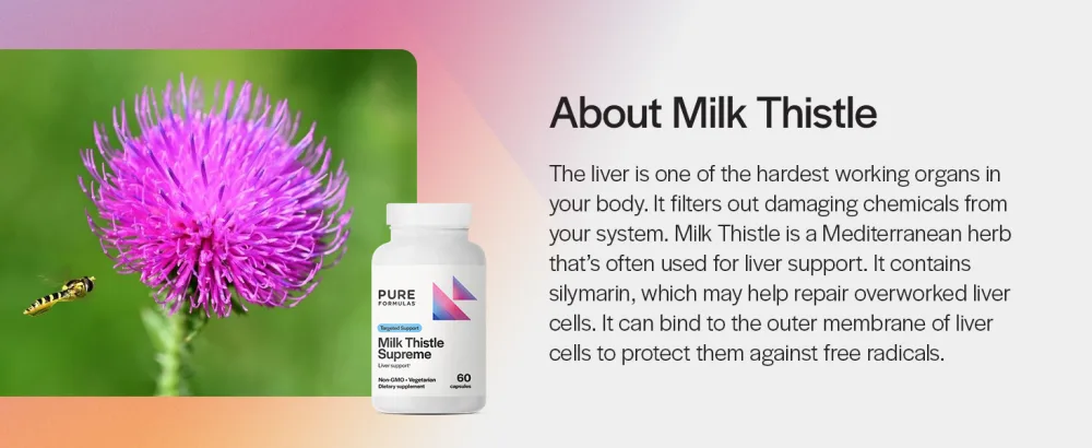 PureFormulas Milk Thistle Supreme 250 mg Liver Health & Antioxidant Support Non-GMO Vegetarian Capsules 60 Count - Biotin