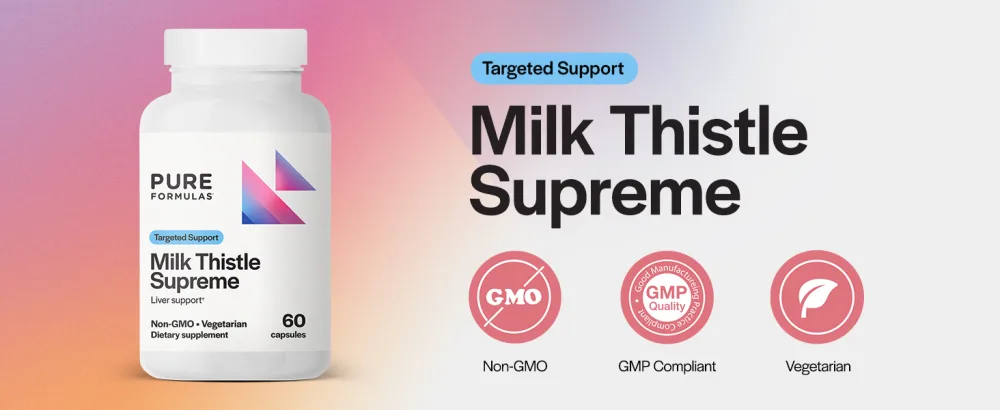 PureFormulas Milk Thistle Supreme 250 mg Liver Health & Antioxidant Support Non-GMO Vegetarian Capsules 60 Count - Milk Thistle