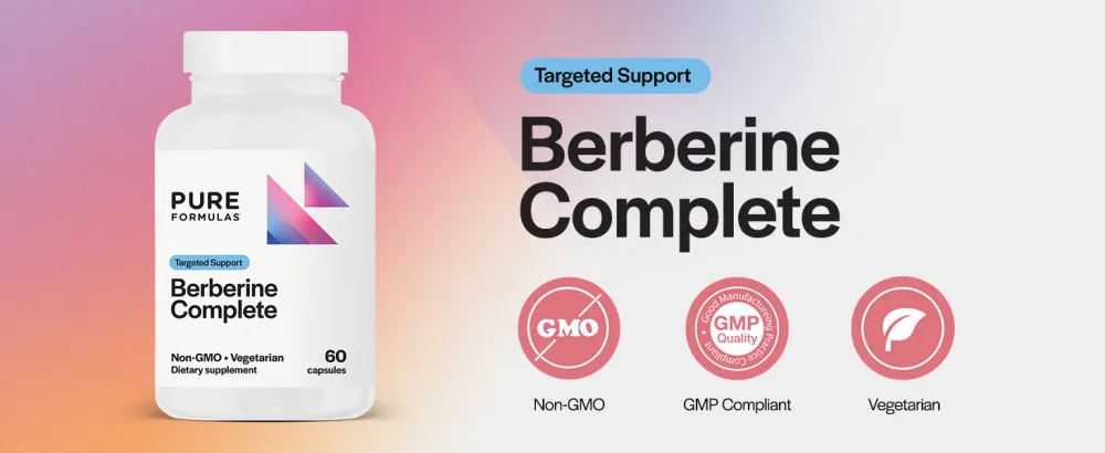 PureFormulas Berberine Complete | Enhanced Absorption Berberine Supplement 500mg 60 Vegetarian Capsules - Berberine Complete