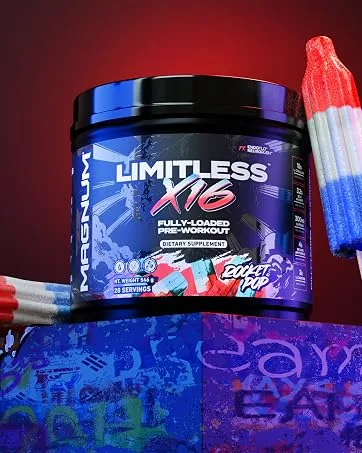 Magnum Nutraceuticals Limitless x16 Fully Loaded Preworkout 20/40 Servings, Watermelon Candy Flavor, High-Energy, Focus, Strength & Endurance for Maximum Performance - candy