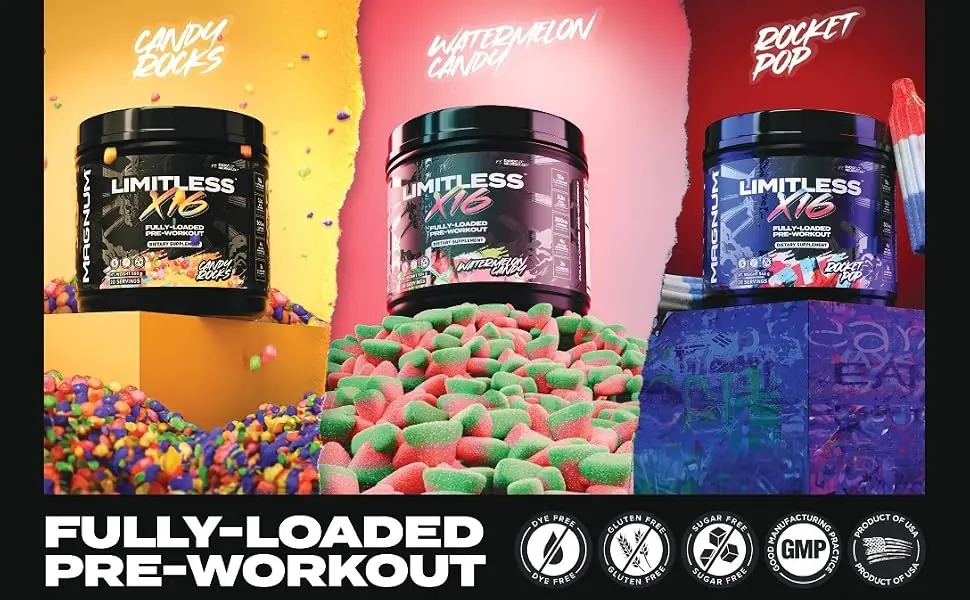 Magnum Nutraceuticals Limitless x16 Fully Loaded Preworkout 20/40 Servings, Watermelon Candy Flavor, High-Energy, Focus, Strength & Endurance for Maximum Performance - product information 23
