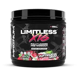 LIMITLESS Magnum Nutraceuticals x16 Fully Loaded Preworkout 20/40 Servings, Classic Candy Flavor, High-Energy, Focus, Strength & Endurance for Maximum Performance - watermelon