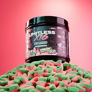 LIMITLESS Magnum Nutraceuticals x16 Fully Loaded Preworkout 20/40 Servings, Classic Candy Flavor, High-Energy, Focus, Strength & Endurance for Maximum Performance - Watermelon Candy