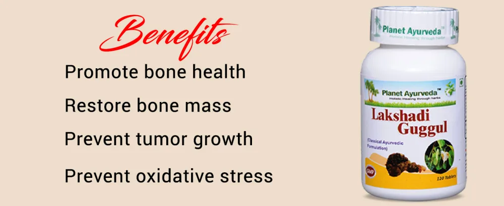 Planet Ayurvda Lakshadi Guggul - Herbal Tablets, 100% Natural - 2 Bottles (Each Bottle Contains 120 Tablets) - Benefits