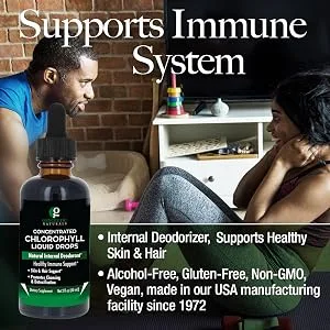 Genceutic Naturals Liquid Chlorophyll Drops 2oz, Internal Deodorant*, Skin and Hair Support* Supports Healthy Immune Function, Detoxification 2oz Drops, 60 Servings | Gluten Free | Non-GMO - Chlorophyll