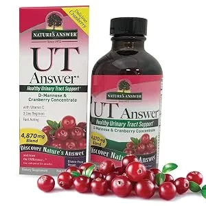 Natures Answer UT Answer D Mannose Cranberry, 90 Capsule Count 2 pack | Promotes Urinary Tract Support | Healthy Bladder Function | Natural Detoxifier - UT Answer, Herbal, Cranberry, D-Mannose