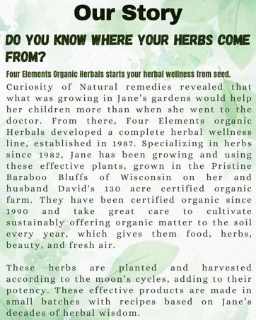 Four Elements 4E St. John's Wort Tincture, 100% Certified Fresh Organic Herb Extract, 1 FL OZ - Four Elements 4E Our Story