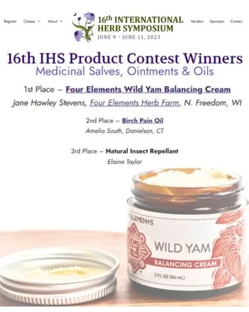 Four Elements 4E St. John's Wort Tincture, 100% Certified Fresh Organic Herb Extract, 1 FL OZ - Wild Yam Cream 1st Place in 16th IHS product contest.
