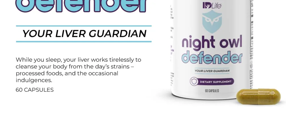 IDLife - Night Owl Defender - Milk Thistle & Curcuminoids for Liver Support, Defense Against Daily Buildup & Nighttime Wellness Boost - 60 Capsules - Night Owl