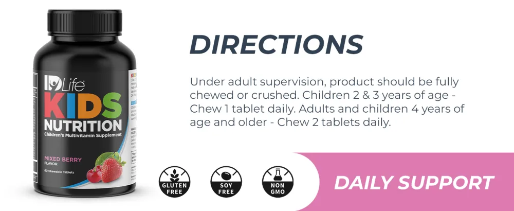 IDLife Mixed Berry Kids Nutrition Chewable Tablets - Essential 24 Vitamins & Minerals for Growing Bodies - Daily Nutritional Support - 60 Count - B0164RYFSU