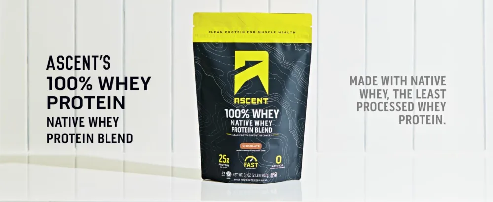 Ascent 100% Whey Protein Powder, Unflavored 2 lb & Creatine Monohydrate Powder, Unflavored 45 Servings - Whey protein powder