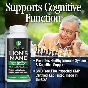 Genceutic Lion's Mane - 120 Count Organic Capsules Lions Mane Mushroom Promotes Mental Clarity and Focus - Lion's Mane, Cognitive Function, Natural Mushroom, Daily Brain Supplement, Memory Supplement, Focus