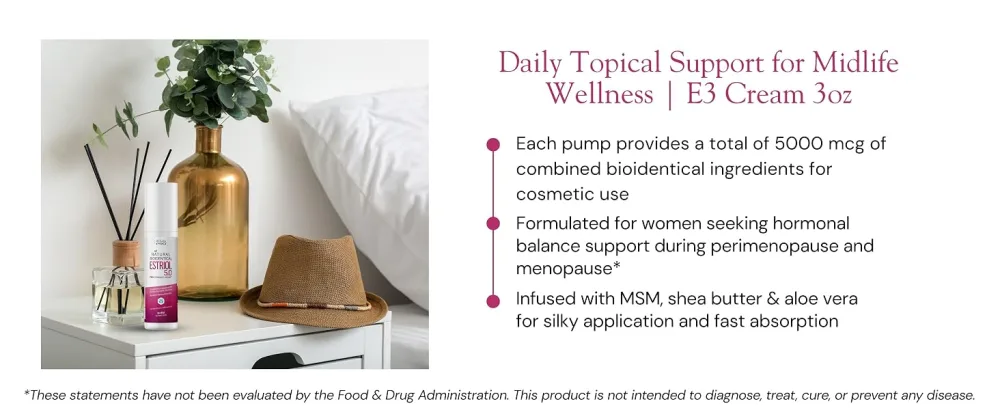 BIOLABS PRO Estri Cream - Bioidentical E3 Cream - Menopausal Support for Women - 5mg E3 Per Dose - Two Month Supply - 3oz - estriol