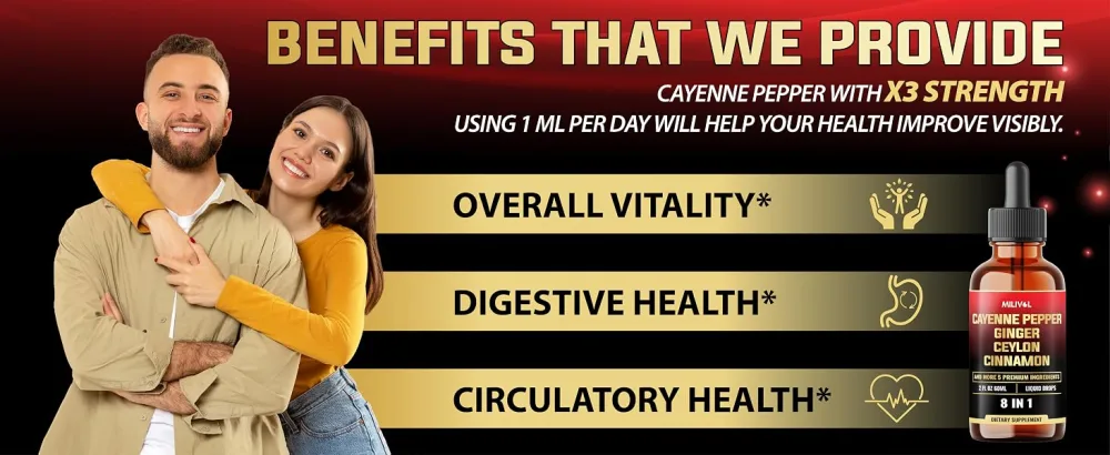 8in1 Cayenne Pepper Liquid Drops with Ginger, Ceylon Cinnamon and 5 More Herbals - Digestion, Circulatory Heath Support - 2 Fl Oz for 2 Months 2 Fl Oz (Pack of 1) - Mil9. Cayenne Liquid_160ml_2500mg