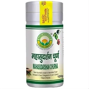 BASIC AYURVEDA Maha Sudarshan Powder | 3.53 Oz (100g) | Traditional Blend Powder | Pure Ingredient for Beverage Mixing | No Additives - BASIC AYURVEDA Maha Sudarshan Powder 3.53 Oz (100g)