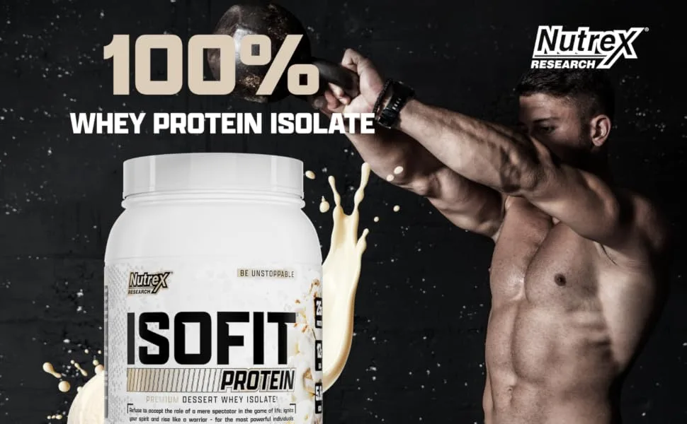 Nutrex Research IsoFit Whey Protein Powder Instantized 100% Whey Protein Isolate (30 Servings (Pack of 1), Vanilla Bean Ice Cream) Vanilla Bean Ice Cream 2.14 Pound (Pack of 1) - 100% Whey Isolate