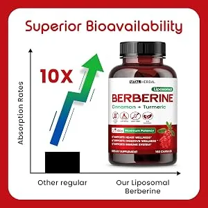 Liposomal Berberine with Cinnamon & Turmeric Supports Digestion & Immune Health 150 Capsules 150 count (pack of 1) - vital herbal berberine