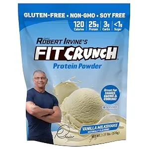 Fit Crunch Tri-Blend Whey Protein, Keto Friendly, Low Calories, High Protein, Gluten Free, Soy Free (18 Servings, Vanilla Milkshake) - Vanilla