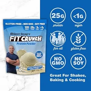 Fit Crunch Tri-Blend Whey Protein, Keto Friendly, Low Calories, High Protein, Gluten Free, Soy Free (18 Servings, Vanilla Milkshake) - Vanilla Tri-Blend