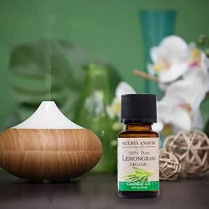 Natures Answer Pure Essential Oil - USDA Organic - Lemongrass - Gluten Free - .5 oz (Pack of 2) - Essential Oil, All Natural Essential Oil, NON GMO Essential Oil, Organic Essential Oil,