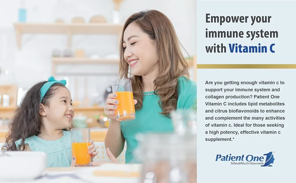 Patient One Vitamin C 1000 mg | Supplement to Support Immune System Health* | Lipid Matrix Plus Bioflavonoids for Enhanced Absorption | 90 Tablets - Vitamin C