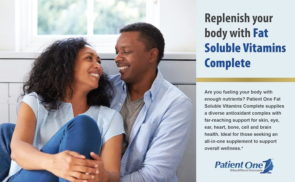 Patient One Fat Soluble Vitamins Complete | Supplement to Support Whole-Body Wellness* | with Vitamins A D E K Carotenoids and More | 60 Capsules - Fat Soluble Vitamins