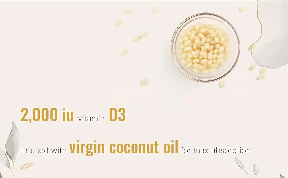 Micro Ingredients Vitamin D3 2 000 IU 500 Softgels | Virgin Coconut Oil | Cholecalciferol Form | Bone Immune & Heart Support | Easy to Swallow Non-GMO - Hibiscus tea bag