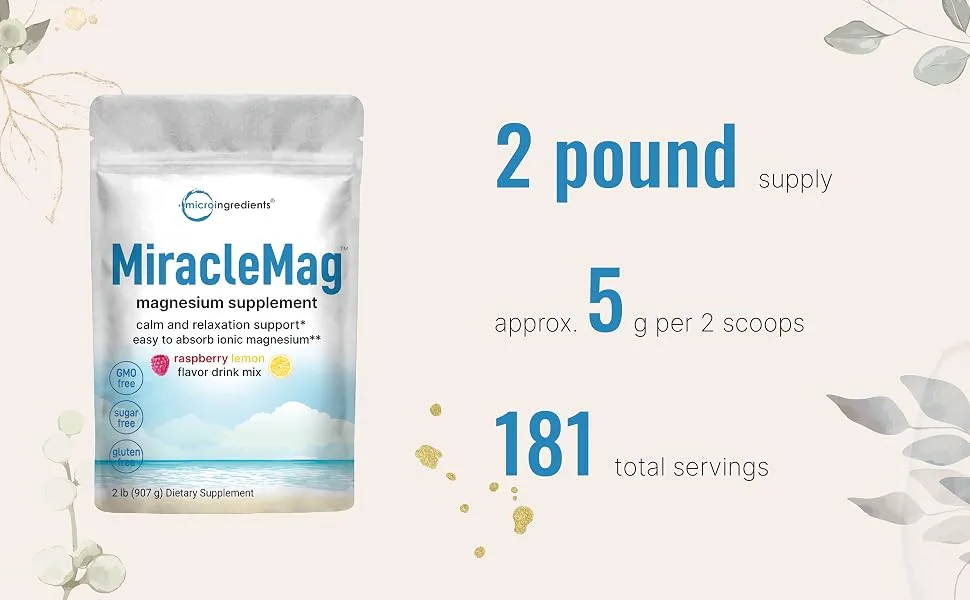Calm Magnesium Powder 2lbs | Magnesium Citrate Powder | Sweet Raspberry Lemon Flavored | Easily Absorbed | Non-GMO Vegan Sugar Free - product information 25