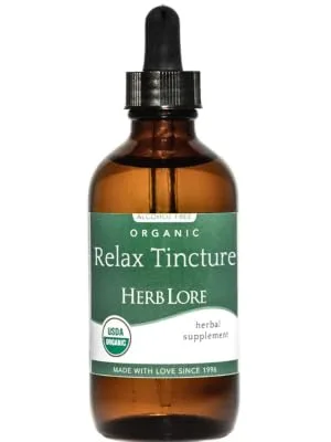 Herb Lore Relax Tincture - Organic Liquid Extract Drops with Lemon Balm Chamomile and Skullcap for Kids & Adults (2 fl oz) 2 Fl Oz (Pack of 1) - Herb Lore Relax Tincture - Organic herbal tincture to help you relax and unwind.