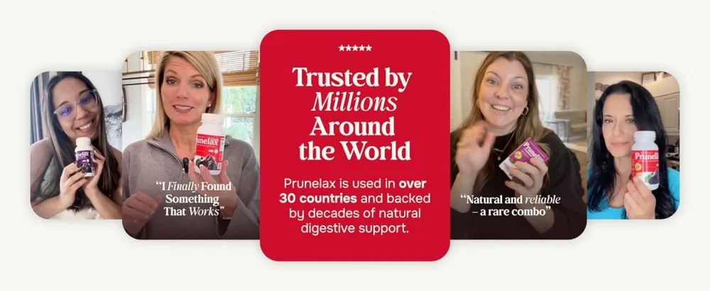 Prunelax Ciruelax Regular Strength Laxative Mini Tablets - Overnight Relief for Occasional Constipation Senna Extract Vegan & Gluten-Free Gentle Relief - 20ct - 4 women with prunelax. trusted by millions around the world. prunelax is used in over 30 countries.
