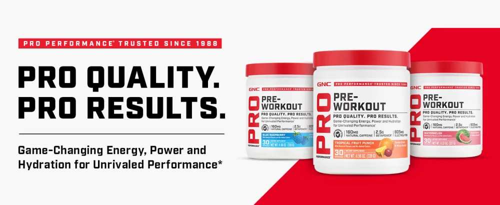 GNC Pro Performance Pre-Workout | Tropical Fruit Punch | 30 Servings - Pro Performance Pre Workout