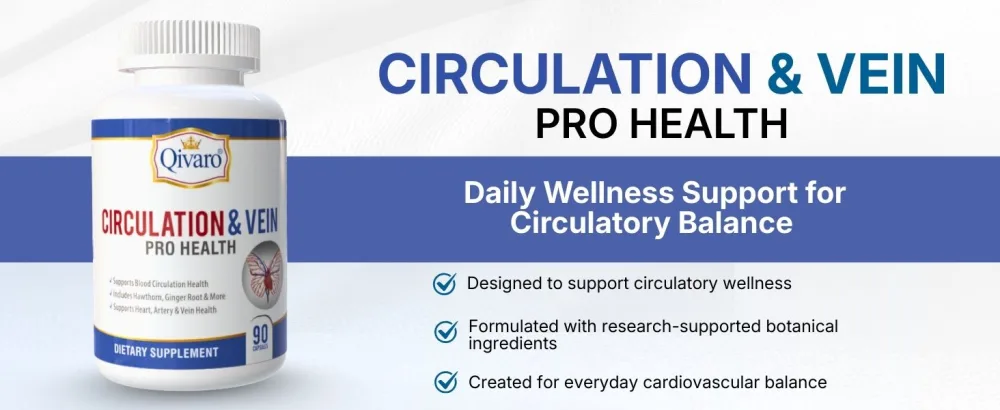 Qivaro Circulation & Vein Pro Supplement - Contains Niacin L-Arginine Ginger Cayenne Pepper Hawthorn & Diosmin - 90 Capsules - circulatory support