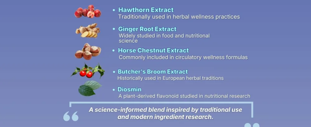 Qivaro Circulation & Vein Pro Supplement - Contains Niacin L-Arginine Ginger Cayenne Pepper Hawthorn & Diosmin - 90 Capsules - hawthorne extract and ginger root extract
